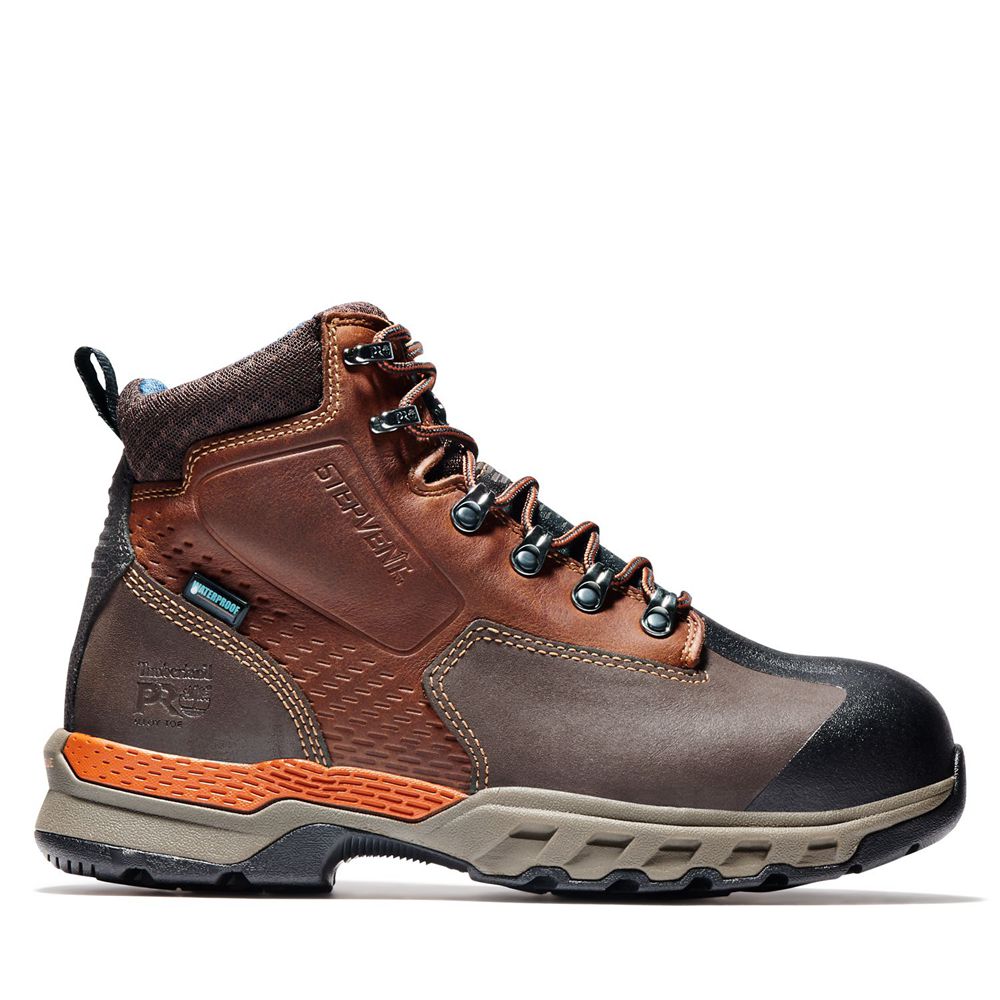 Botas Pro Timberland Argentina Hombre - Pro Downdraft 6" Alloy Toe - Marrones/Negras - HPTRIB-349